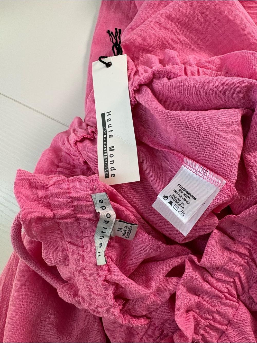 Haute Monde Hot Pink Wide-Leg Drawstring Sweatpants - Picture 5 of 5